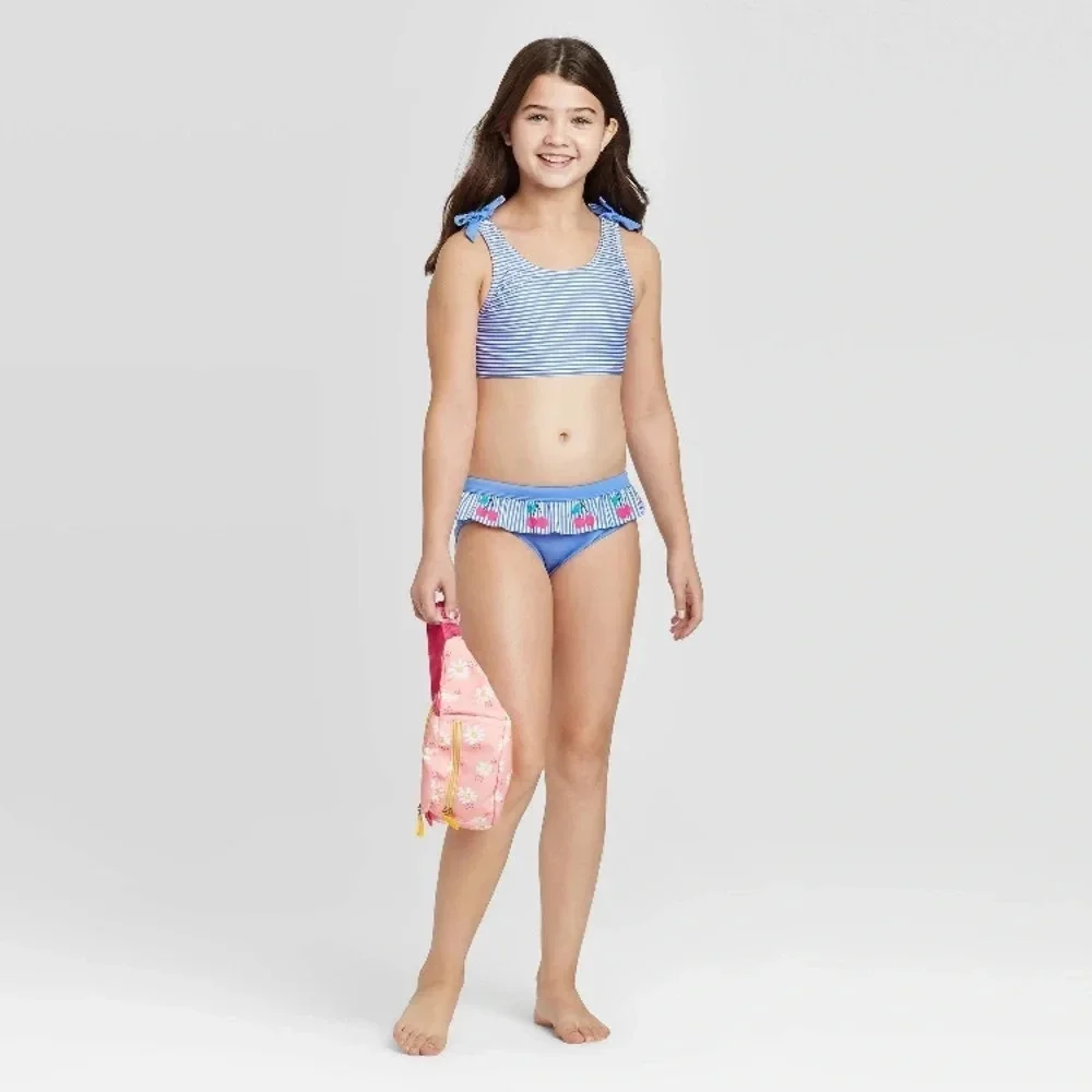 Cat & jack 2020 m swim bikini blue cherry stripe